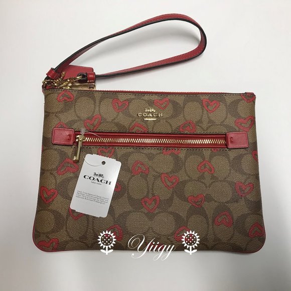 Coach Bags Coach Gallery Pouch Signature Canvas Heart Print Poshmark